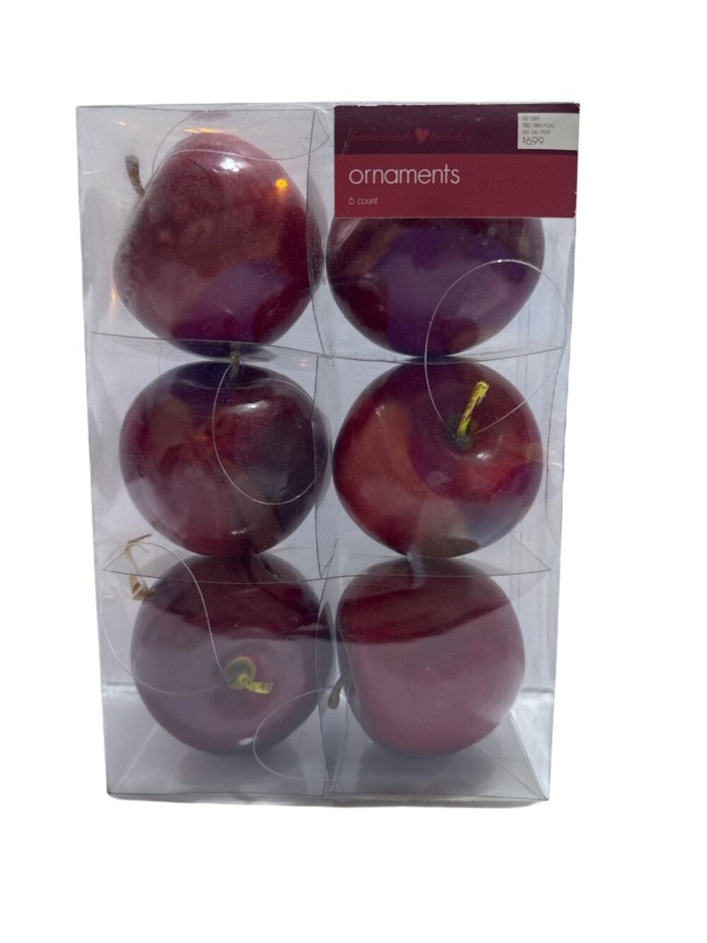Red Apple Christmas Tree Ornaments Set Of 6 Decorative Festive Holiday Decor